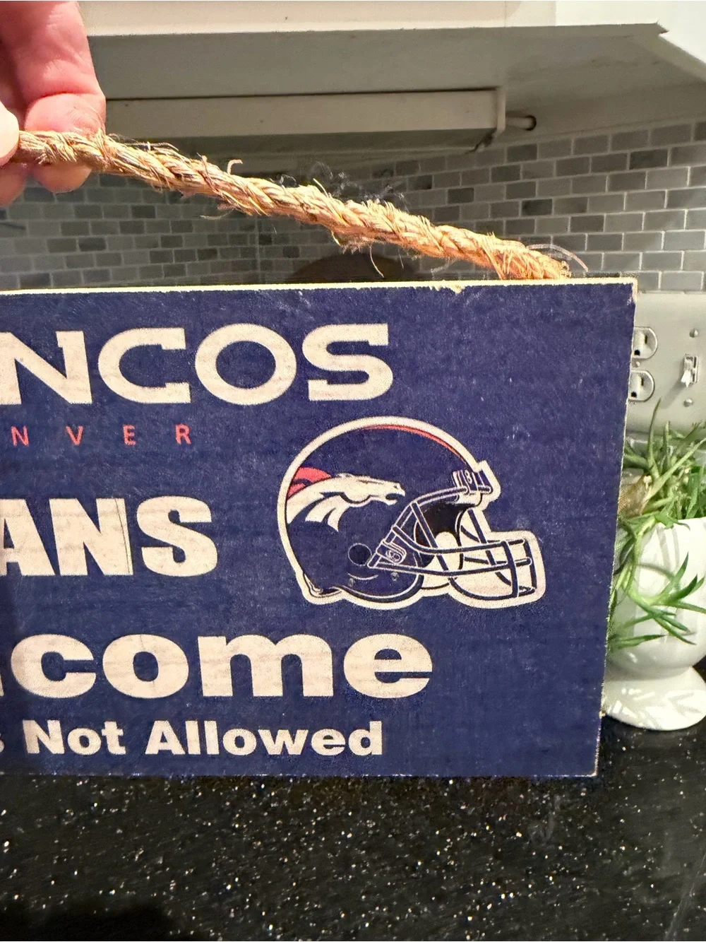 NFL Denver Broncos Welcome Fans Hanging Sign 12x6”